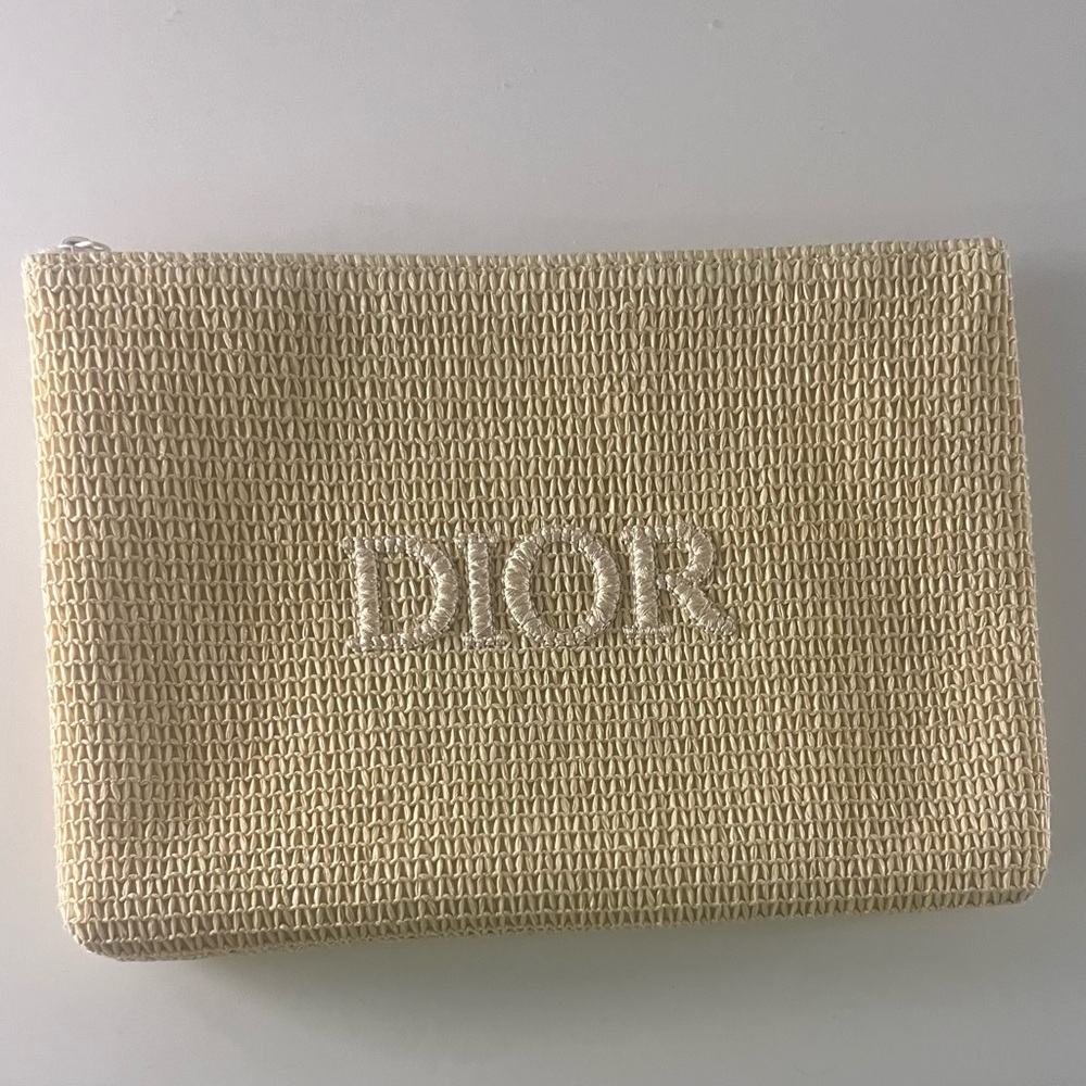 DIOR RAFFIA COSMETIC POUCH